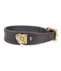 braunes Lederhalsband mit Messing-Elementen